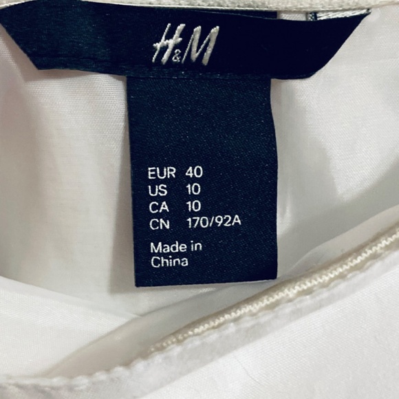 H&M (vintage) White Strapless Pleated Mini Dress sz 10 - Picture 3 of 9